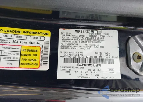 2021 Ford Mustang Gt Premium Fastback z USA, uszkodzony, nr VIN 1FA6P8CF9M5106191